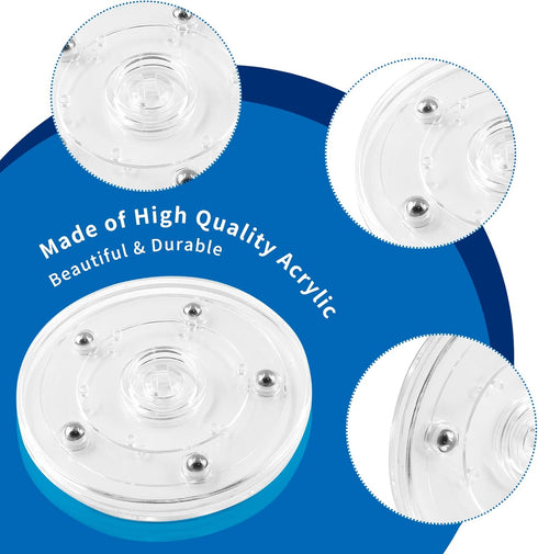 2 Pack 4 Inch Clear Mini Turntable Organizer, Acrylic Rotating Tray for Kitchen Table Spice Rack, TV Laptop