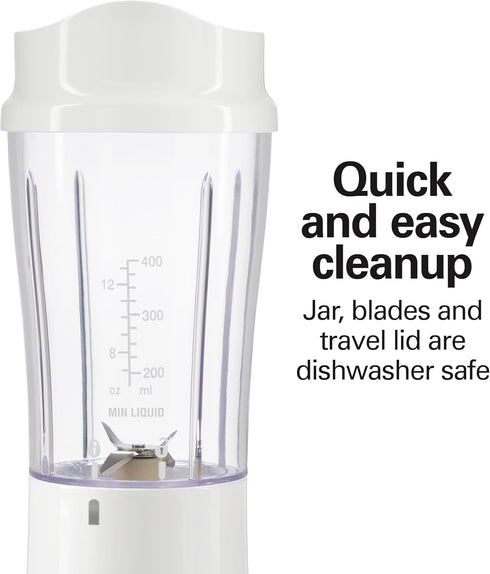 Hamilton Beach Portable Blender for Shakes and Smoothies, 14 Oz BPA Free Travel Cup, White (51101V)