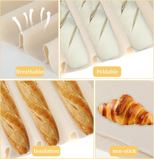 2PCS Proofing Cloth for Bread Baking, 14x18 Inches Reusable Linen Cloth for Dough, Baguettes, Loaves