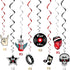 Blulu 30 Pcs Rock and Roll Theme Music Party Decorations, Retro Foil Swirl Hanging Swirls for 50s 60s Disco Event