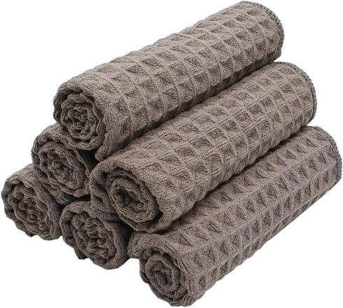 Microfiber Kitchen Cleaning Cloth, Thick Dish Rags, Ultra Absorbent Washcloths, 12inch X 12inch, 6 Pack, Gray