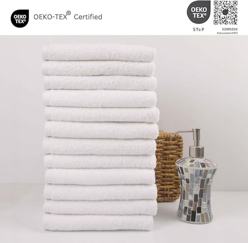 12 Pack Set, 100% 12"x12" Classic Turkish Towels CTT - Premium Washcloths Turkish Cotton, Highly Absorbent & Quick Dry