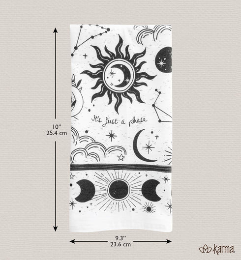 Karma Gifts KA101944 Black and White Boho Tea Towel, Cotton, Octopus 18" x 22"