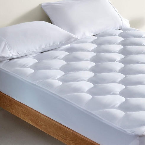 SLEEP ZONE Quilted Fitted King Size Mattress Pad Cover, Soft Fluffy Pillow Top, Deep Pocket 8-21 inch, King