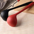 Silicone Soup Ladle Spoon Set of 2, Nonstick Heat Resistant, Long Handle, Big Round Scoop, Red and Black