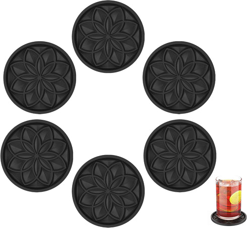 HFHOME Silicone Coasters Set for Drinks - 6 Pcs Cup Mat for