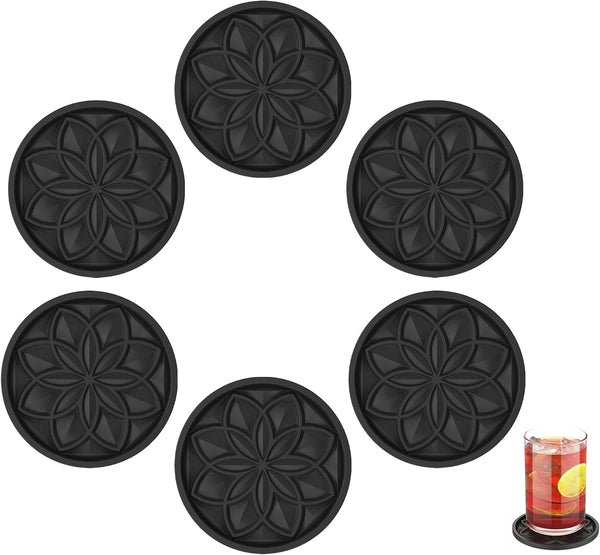 HFHOME Silicone Coasters Set for Drinks - 6 Pcs Cup Mat for