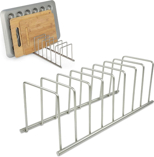 Spectrum Euro Kitchen Organizer, Satin Nickel, Space-Saving Dish Rack Holder for Pots & Pans