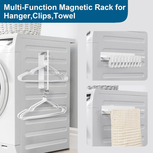 Magnetic Hanger Organizer Stacker, Clothes Hanger Storage Rack for Closet Laundry Room Washing Machine, White