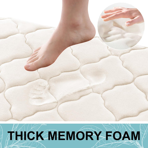 OLANLY Memory Foam Bath Mat Rug, Ultra Soft Non Slip Absorbent Bathroom Carpet, 24x16 Ivory