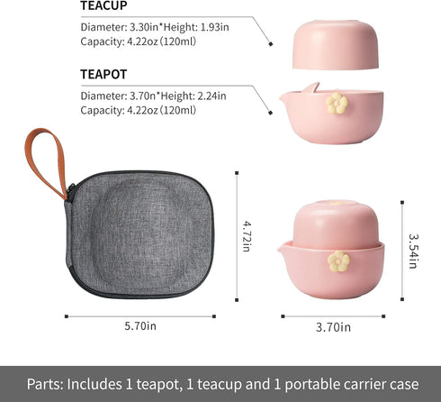 HEER Chinese Gaiwan Tea Set with Teapot and Cup for One, Small Ceramic Gongfu Teacup for Home Office