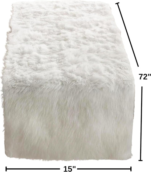 Faux Fur Design Table Runner, 15"x72", White