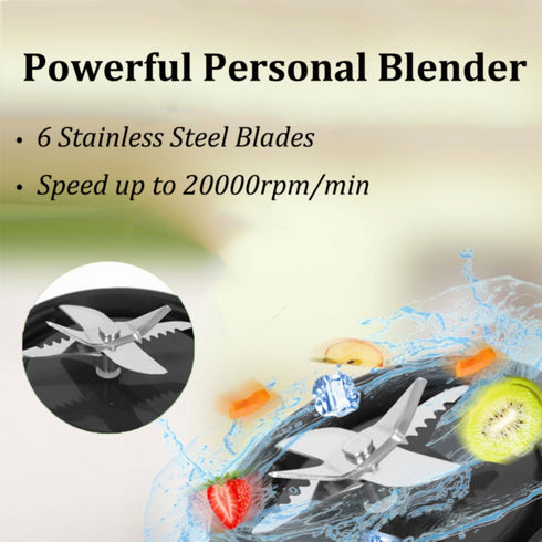 NOLLAM 16 Oz Portable Blender with 6 Blades, USB Rechargeable, Magnetic Charging, Black
