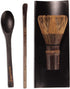 BambooMN Matcha Whisk Set - Black Chasen (Tea Whisk), Black Tray, Chashaku (Hooked Bamboo Scoop), Tea Spoon - 2 Sets