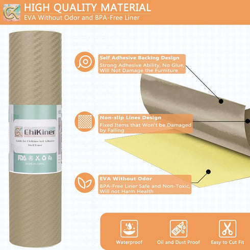 Self-Adhesive Shelf Liner, Waterproof Kitchen Liner, Easy Peel and Stick Contact Liner for Desk and Countertops (Dark