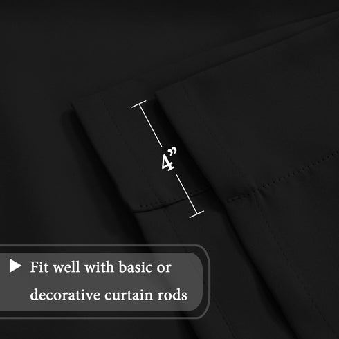 H.VERSAILTEX Adjustable Tie Up Shade/Blackout Curtain for Bathroom Windows, Jet Black, 42" x 63"