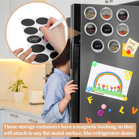 CHENGU 36 Pack 3 oz 72 2 Magnetic Spice Jars for Refrigerator Magnetic Spice Containers Stainless Steel Seasoning Tins