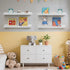 Set 4 Decor(White,60cm) Scalloped Baby Book Shelf,Floating Shelves for Wall of Solid Pine Wood Nursery Bookshelves