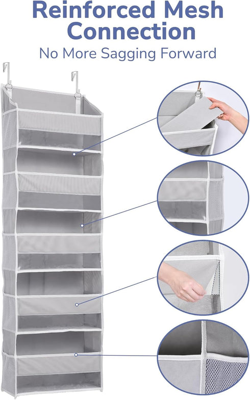 1 Pack 5 10 44 lbs 5 ULG Over Door Organizer with Large Pockets Mesh Side Pockets, Weight Capacity Hanging Storage
