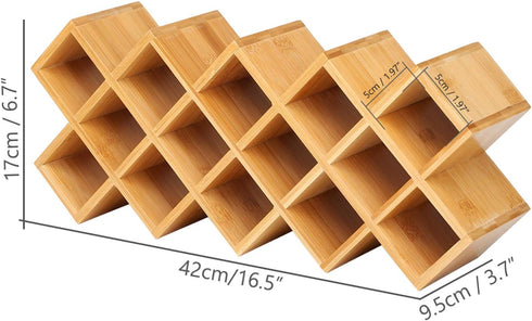 18-Jar Countertop Counter, Criss-Cross Bamboo Spice Rack Organizer, Kitchen Cabinet Cupboard Wall Mount Door Spice