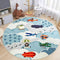 ABREEZE Faux Wool Kids Play Mat 4ft,Animal Round Area Rug Kids Nursery