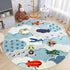 ABREEZE Faux Wool Kids Play Mat 4ft,Animal Round Area Rug Kids Nursery