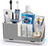 Toothbrush Holders for Bathroom Countertop, Electric Toothbrush and Toothpaste Organizer, Brushed Silver
