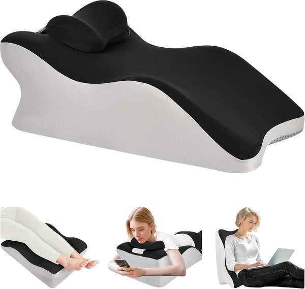 Aduken Reading Pillow for Bed, Adult Memory Foam Ergonomic Back Support Pillow for