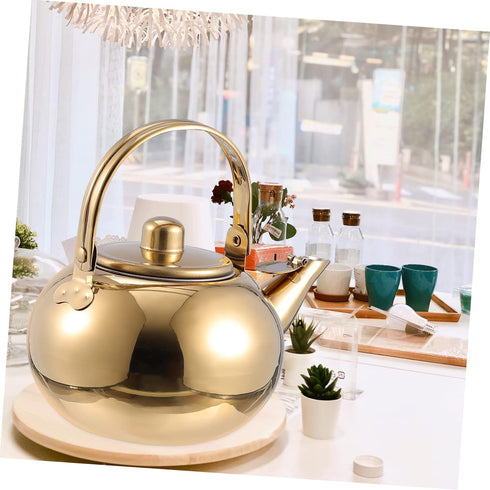 1pc Classic Whistling Teakettle, Stainless Steel Stove Top Kettle with Strainer for Water and Coffee