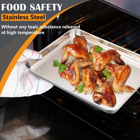 Joyfair Toaster Oven Baking Pan Set - 10.4inch, 2 Pcs Stainless Steel Cookie Tray for Roasting & Grilling