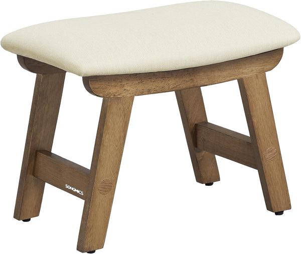 SONGMICS Foot Stool Ottoman, Padded Foot Rest Under Desk with Solid Wood