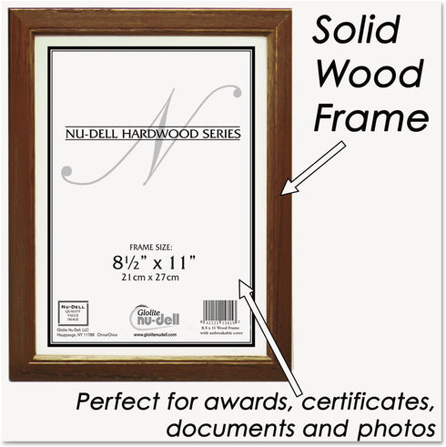 NuDell Certificate Frame | Walnut Brown | 8.5" x 11" Document Holder | Diploma & Picture Frames