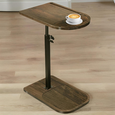Side Table Sofa Tray for Couch - Adjustable/360 Swivel TV Tray Tables