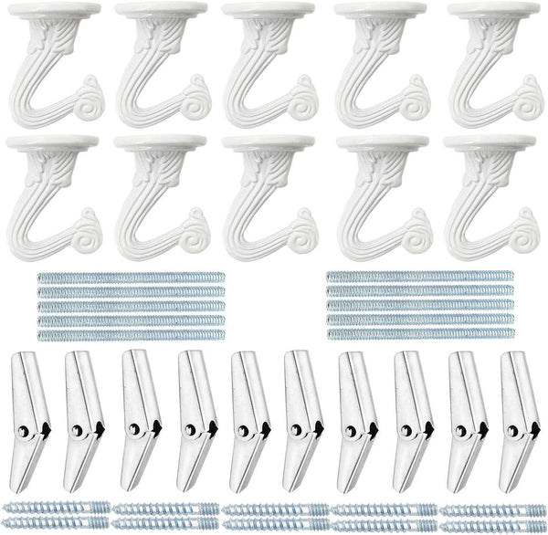 GoodtoU 10 Sets Heavy Duty Ceiling Hooks with Hardware for Hanging Plants, Ceiling Installation, Cavity Wall Fixing -