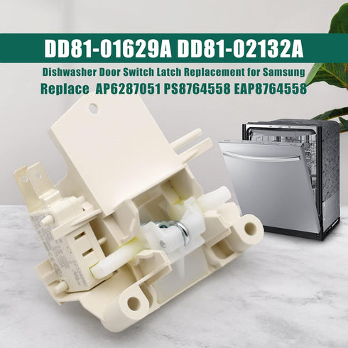 DD81-01629A Dishwasher Door Switch Latch, Compatible with Samsung Models DW80K5050UB, DW80R5060US, DW80R5061UG