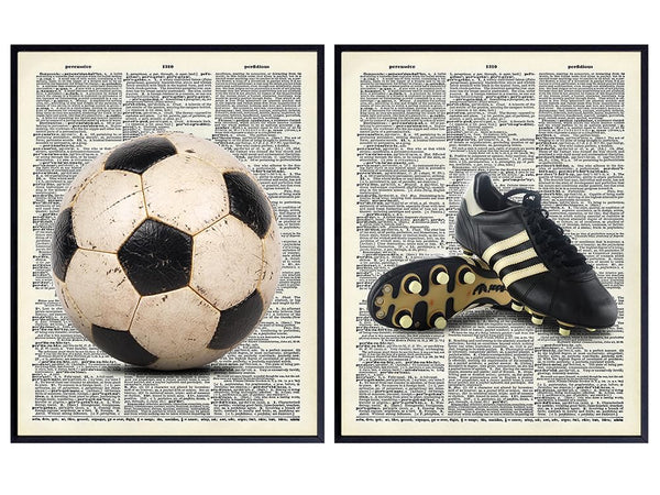 Vintage Soccer Wall Art LARGE 11x14, Retro Decor for Boys Room, Gym, Game Room, Sports Bar, Unframed Home Decor