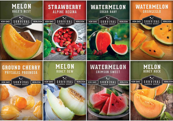 Fruit Seeds for Planting - 8 Variety Pack | Watermelon, Cantaloupe, Melon,