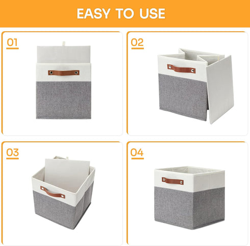 DULLEMELO Cube Storage Basket for Shelves, Collapsible Fabric Storage Cubes for Office, Bedroom, Toys, with Handles