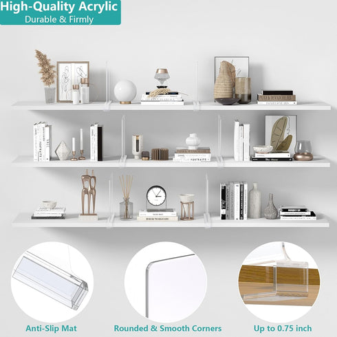 6 Closet Closet Aolloa PCS Shelf Dividers for Organization Acrylic Clear Shelf Divider for Wooden Shelving Suitable