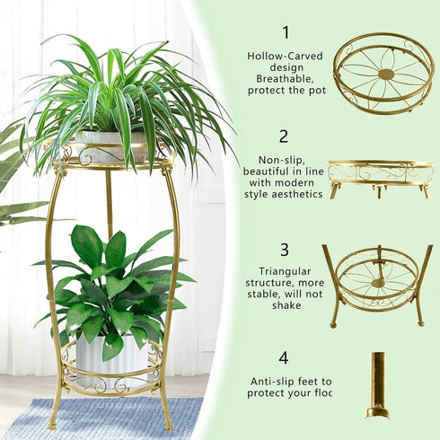 MOCORY 2 27" Plant Stand Indoor Outdoor Tier Tall Metal Potted Holder Rack Flower Pot Stand Heavy Duty Plant Shelf