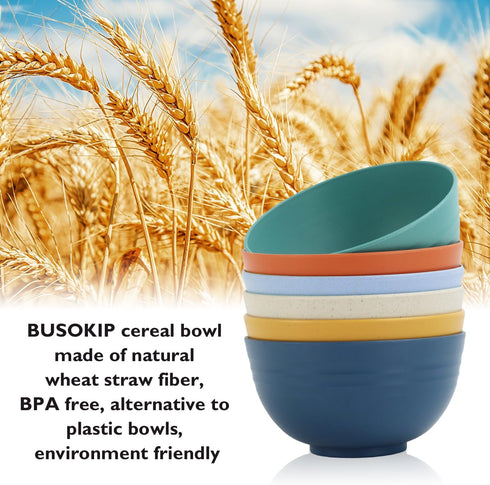 Unbreakable Cereal Bowls, 26 OZ Wheat Straw Bowls Set of 6, Microwave and Dishwasher Safe