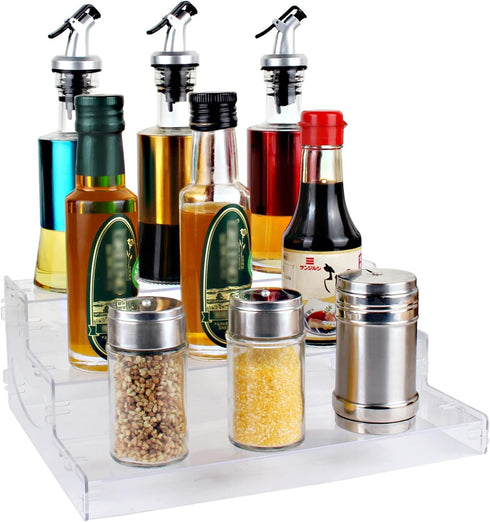 evron Clear Plastic Spice Rack Organizer for Cabinet & Countertop - 3 Tier Pantry Organization (ASSEMBLY REQUIRED)
