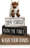 Moucuny 4 Pcs Highland Cow Bathroom Decor Set Funny Rustic Wooden Tiered Tray