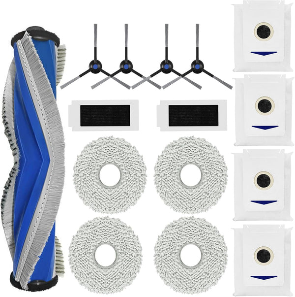Replacement Accessories for Yeedi M12 PRO+ Vacuum Cleaner, 1 Main Brush, 4 Side Brushes, 2 Hepa Filters