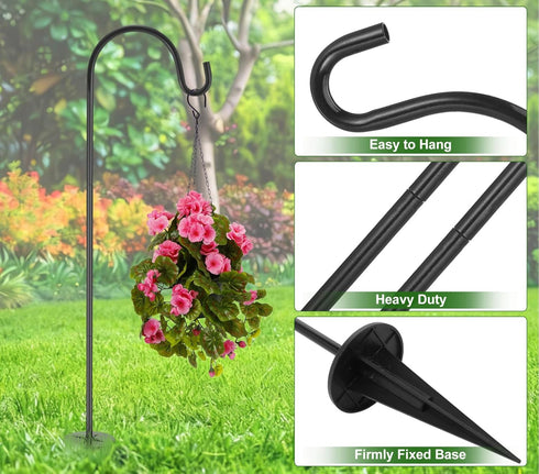 27-Inch 1 Pack IMIKEYA Shepherds Hooks for Outdoor: Garden Stake Hook Adjustable Plant Stand Hanger for Bird Feeder