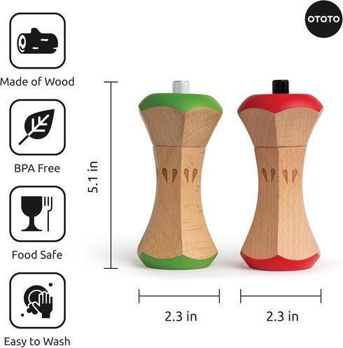 Set Set, OTOTO Twin Spice Salt and Pepper Grinder - Apple-Designed Unique Kitchen Gadgets, Cute Kitchen Accessories