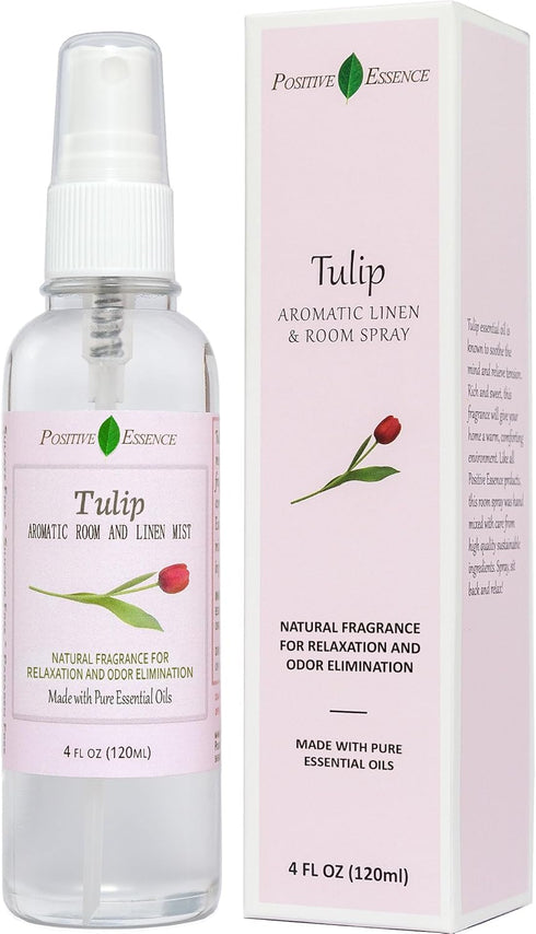Tulip Linen & Room Spray, Natural Aromatic Bathroom Spray with Pure Essential Oils for Relaxation