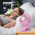 Portable Clip Fan, Battery Operated Mini Table Fan with 3 Speeds, 360° Rotation, Ultra Quiet (Pink)