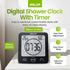 BALDR Digital Shower Clock with Timer - Black, Water-Resistant Countdown Timer Clock for Shower, Bathroom
