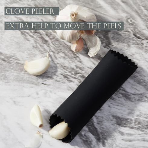 Set, Kitessensu High Effective Premium Garlic Press With Silicone Garlic Peeler & Brush, Heavy Duty Garlic Mincer, Easy